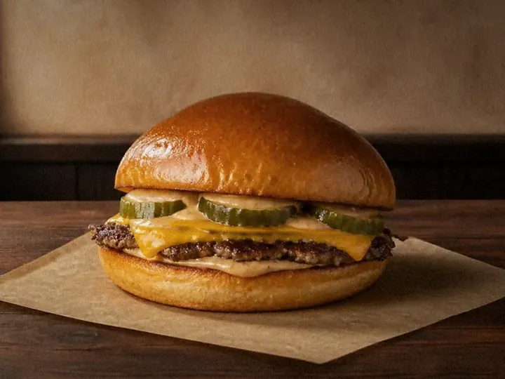 Sheriff Cheese: ein Smash-Patty mit Cheddar und Gewürzgurken